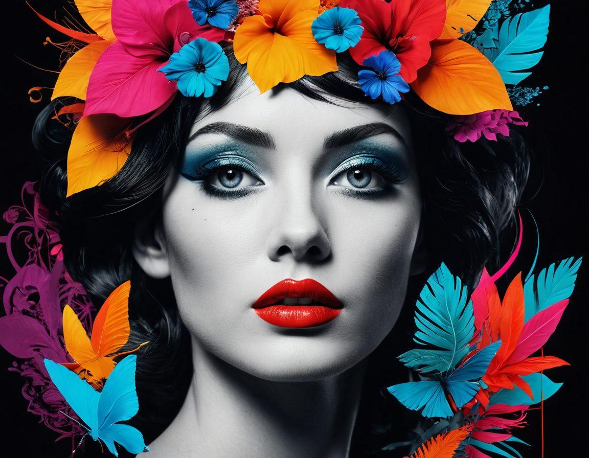 A captivating collage showcasing the evolution of adult visuals, featuring striking contrasts between bold audacity and intricate aesthetic designs. Include abstract shapes, vibrant colors, and a subtle blend of sensual and artistic elements. Highlight elements of modern digital art alongside classical influences, creating a harmonious balance. Use a visually engaging layout to attract the viewer's eye, with an emphasis on creativity and sophistication. vibrant colors. surrealism. high contrast.